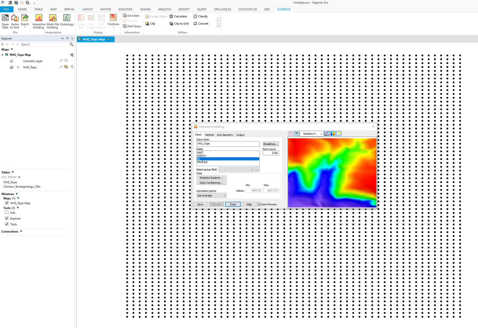 Mapinfo Tutorial Create A Surface Grid From Points Free Gis Tutorial