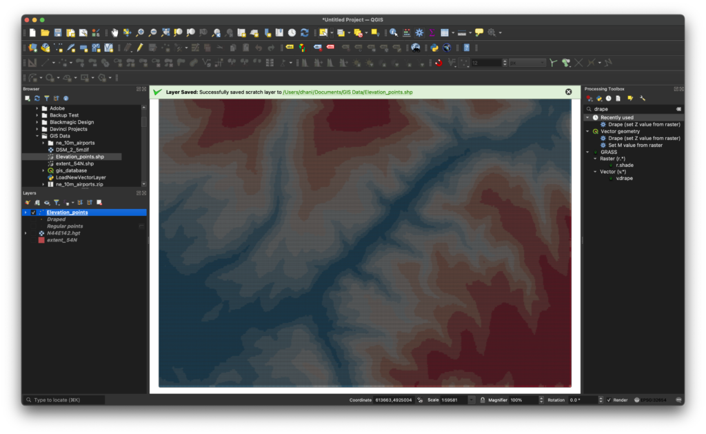 How to Set Z Value from a Raster Using QGIS 